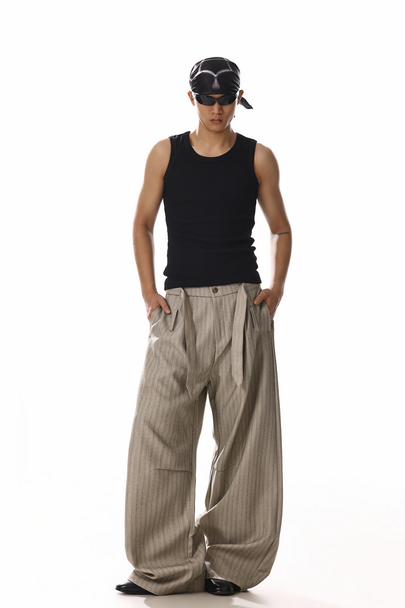 Striped Barrel Leg Trousers