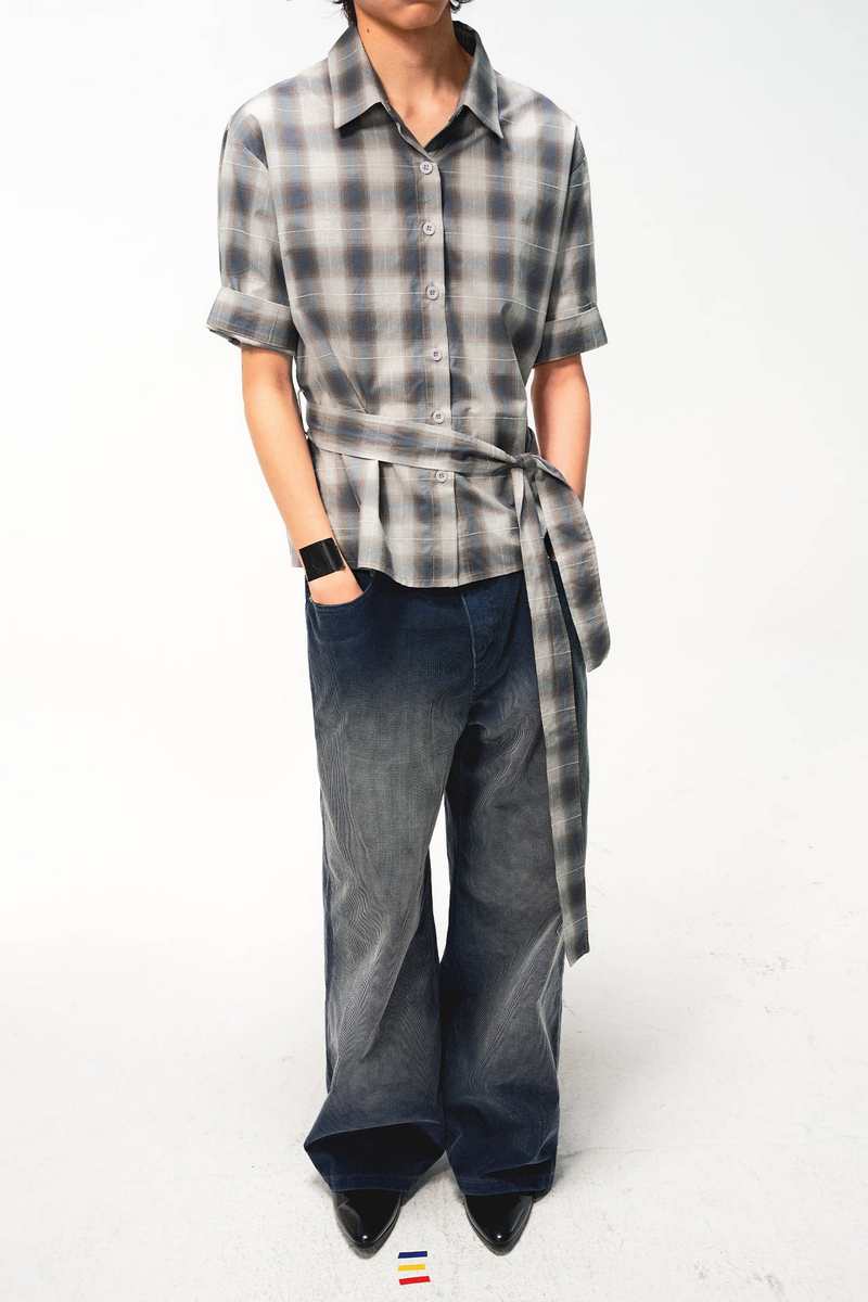 Belted Plaid Shirt