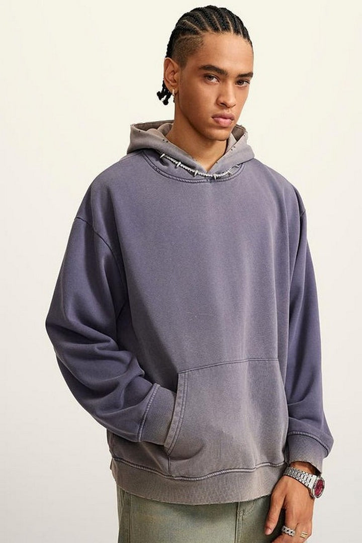 Heavy 455G Washed Distressed Hoodie
