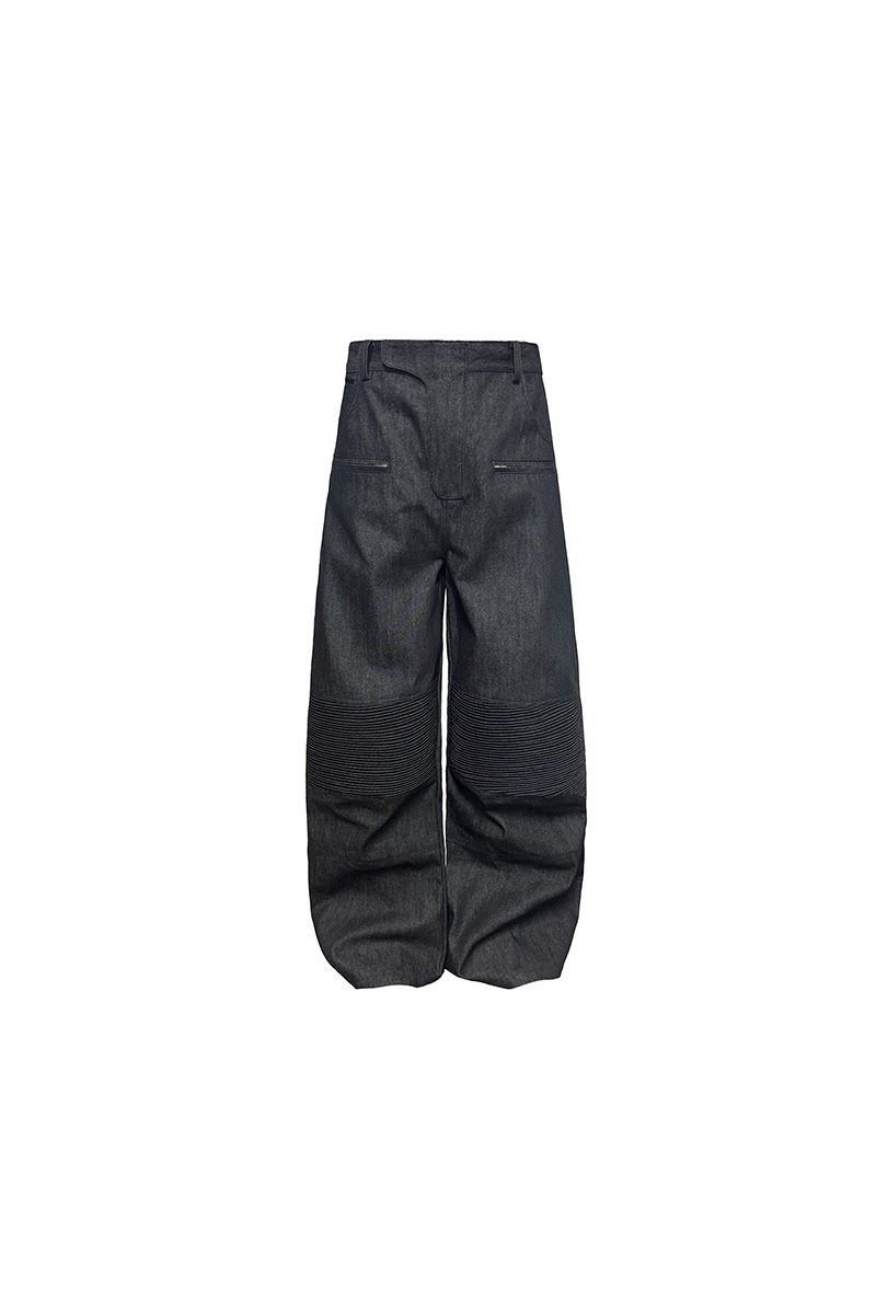 Raw Wide Leg Biker Jeans