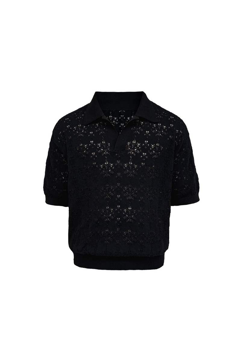 Openwork Leaf Pattern Shirt