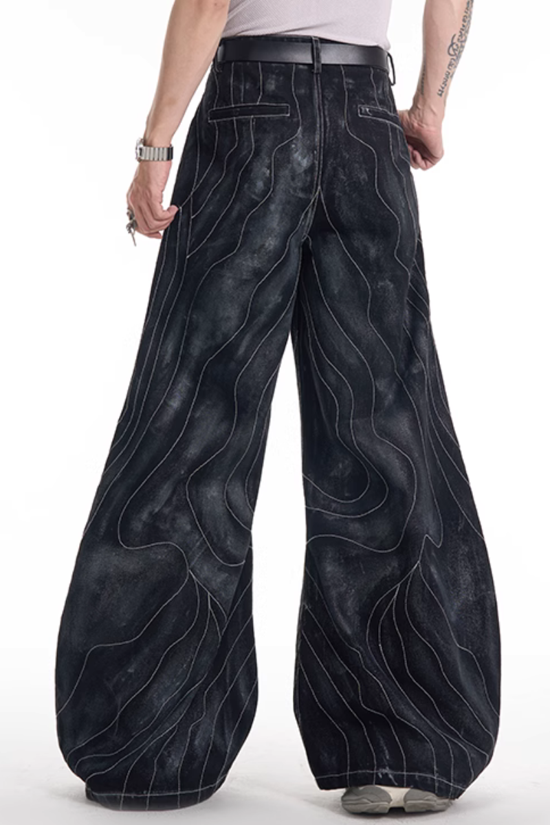 Washed Lined Oversized Denim Pants