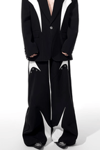 Structured Padded Shoulder Patchwork Trousers