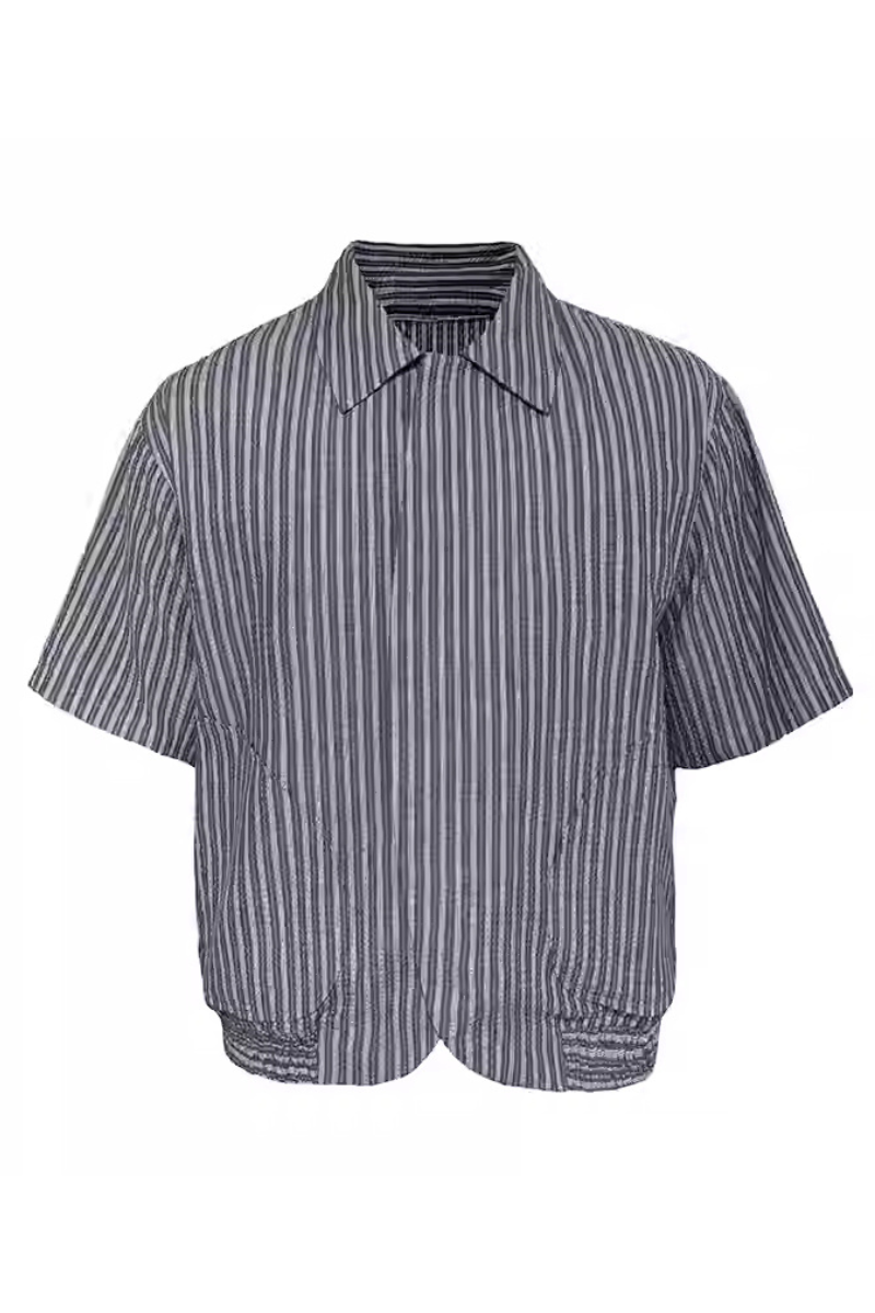 Crinkle Stripe Curved Shirt