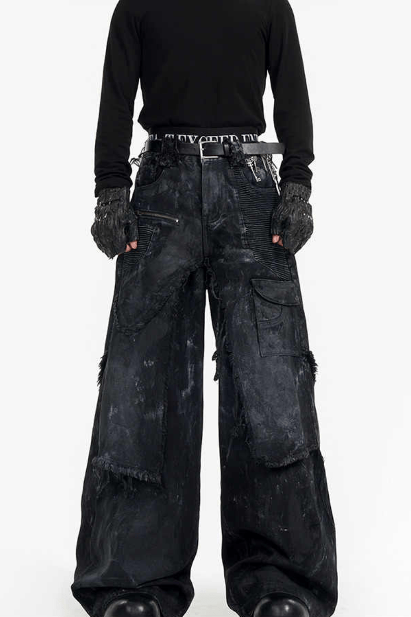 Double Layer Hand-Painted Jeans