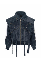 Zipper Patchwork Double Layer Denim Jacket