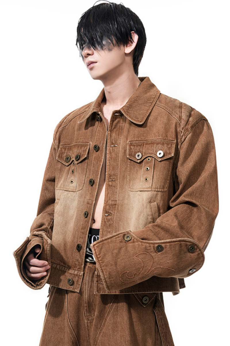 Gold Embroidered Vintage Denim Jacket
