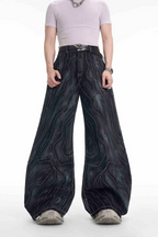 Washed Lined Oversized Denim Pants