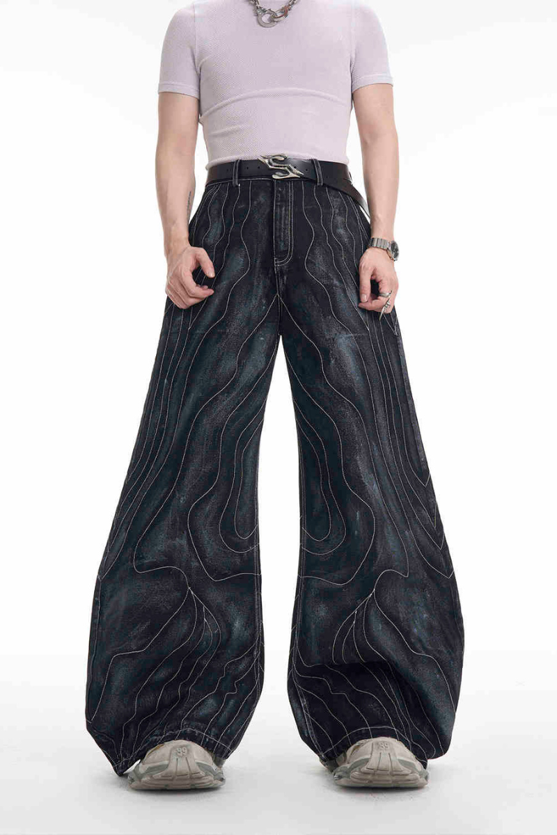 Washed Lined Oversized Denim Pants