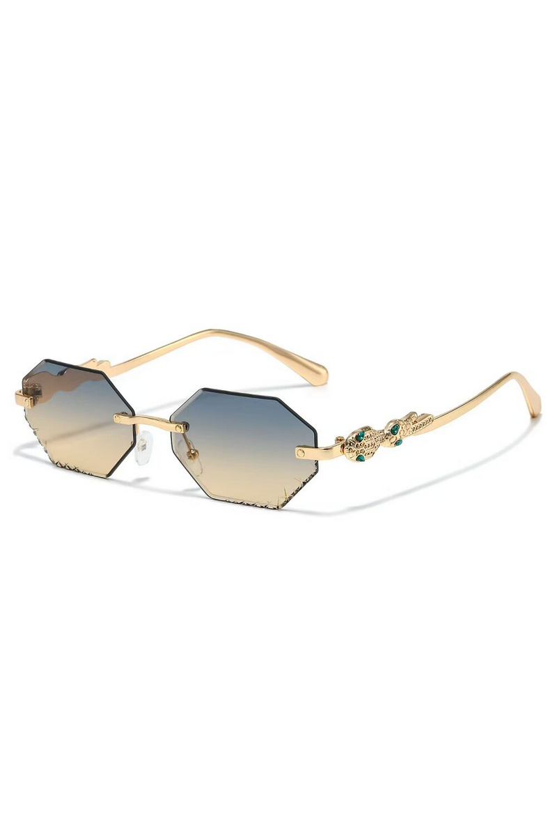 Elegant Rimless Rhinestone Polygon Sunglasses