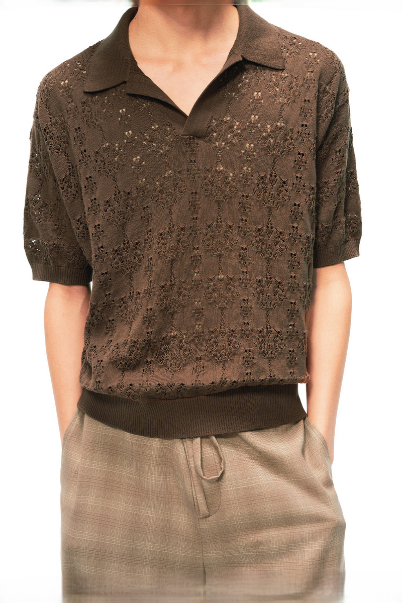 Openwork Leaf Pattern Shirt