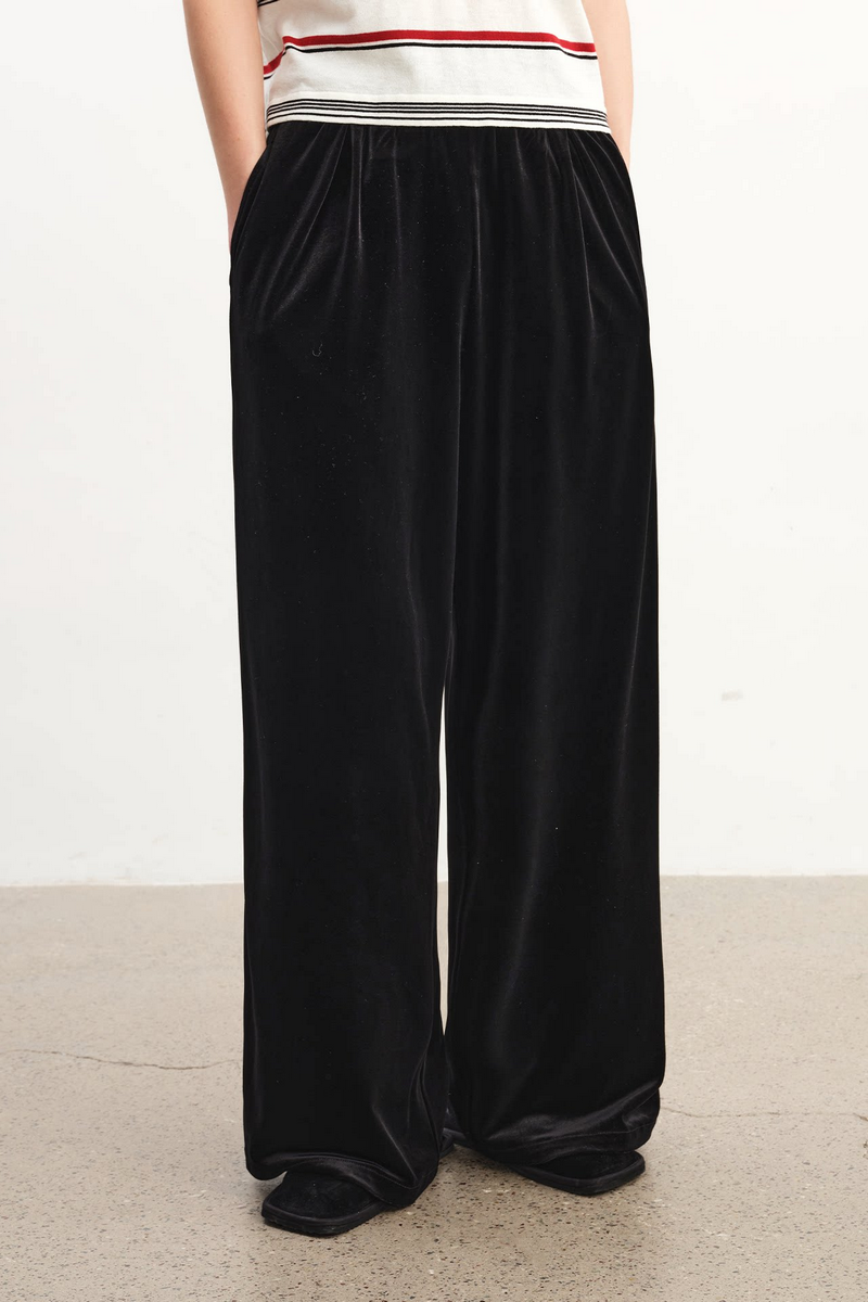 Pleated Velvet Sweatpants