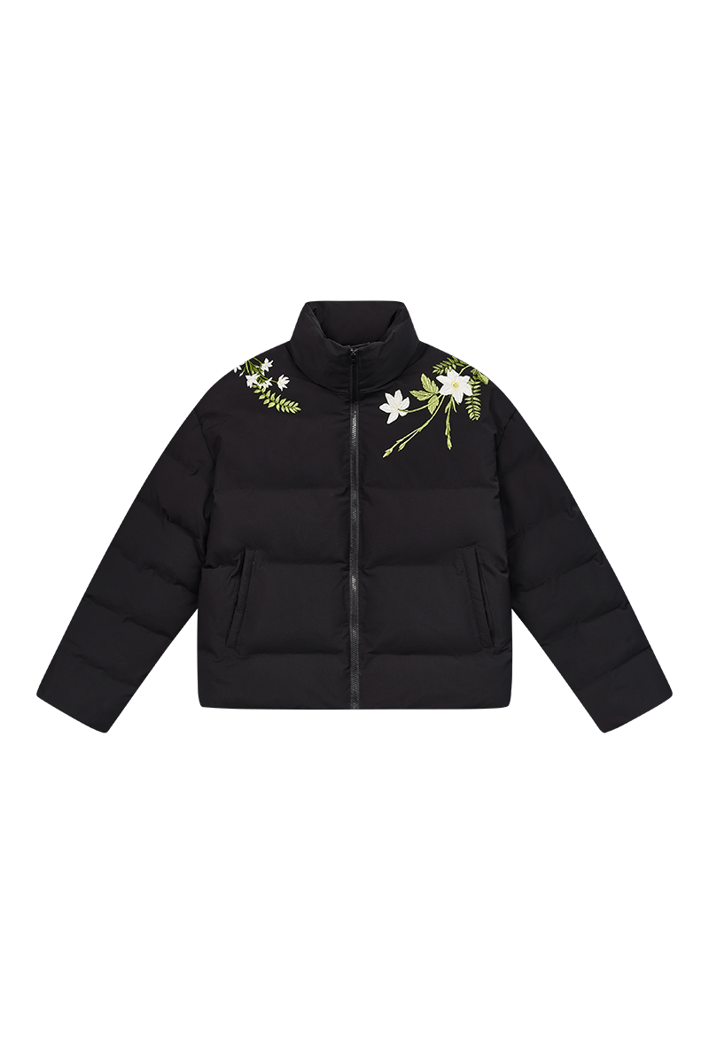 Floral Embroidered Loose Padded Jacket