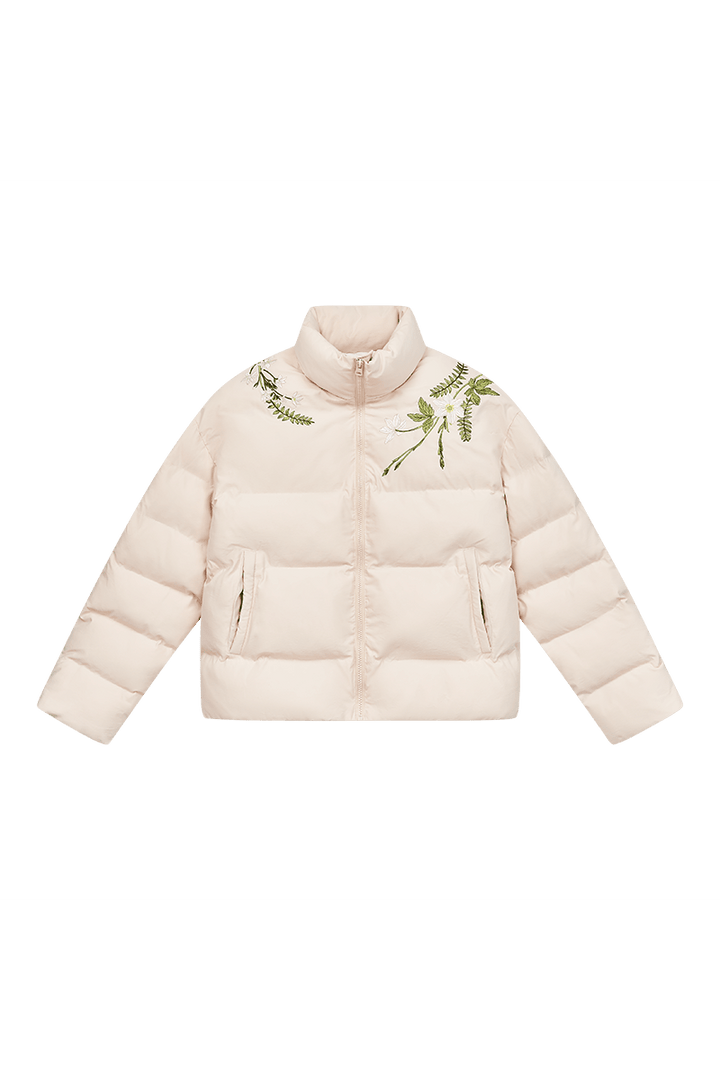 Floral Embroidered Loose Padded Jacket