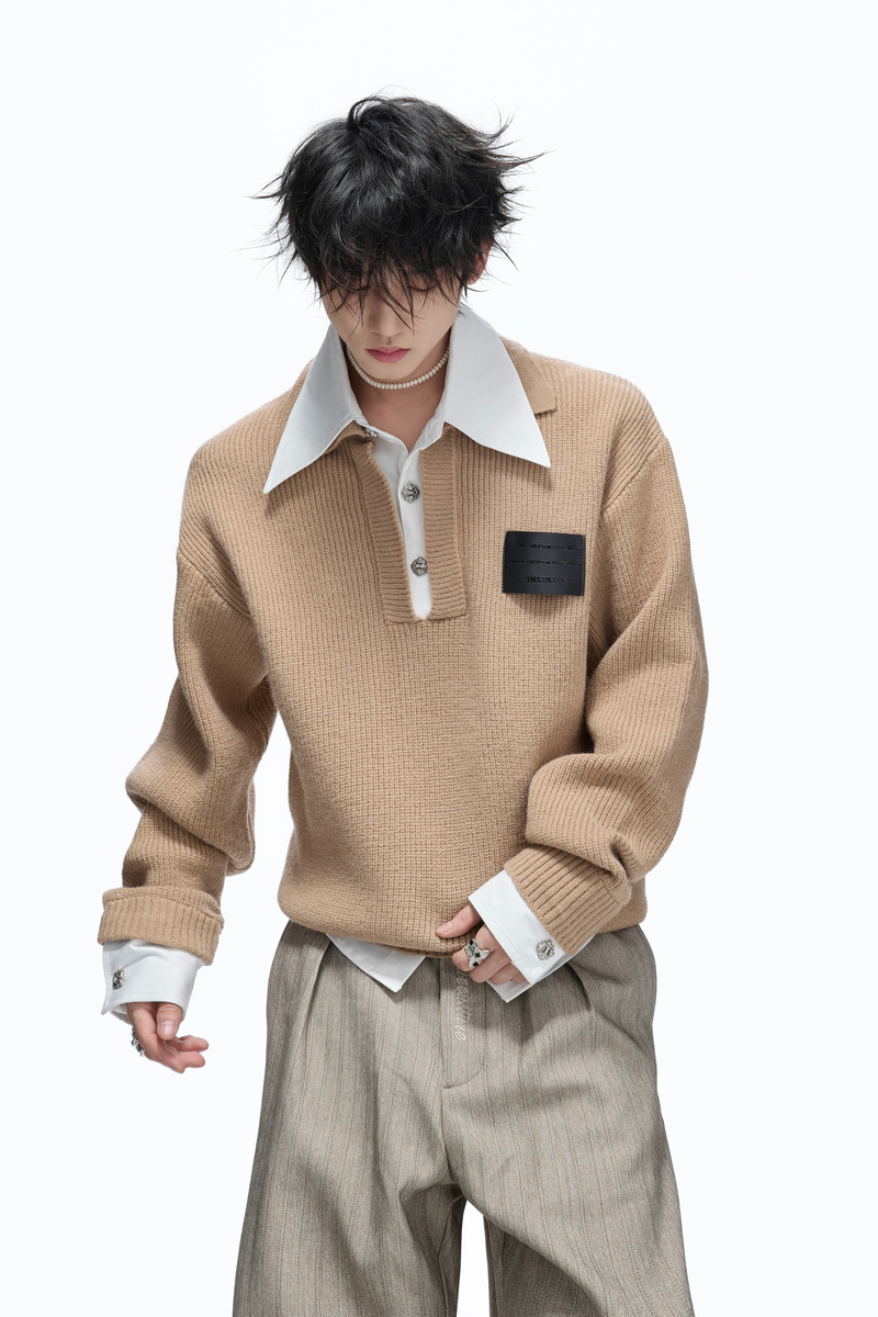 Layered Shirt Knit Sweater