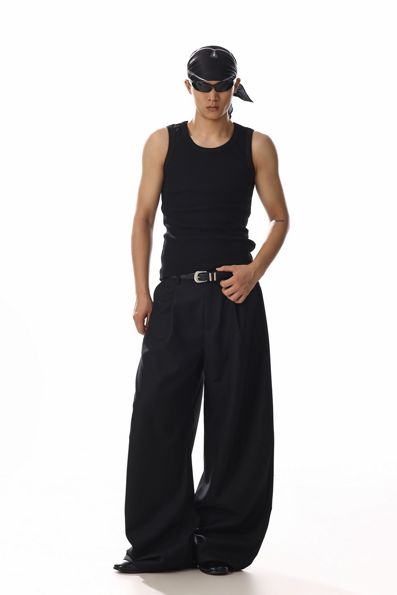 Draped Wide Leg Trousers