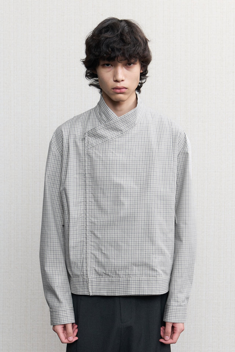Pleated Wrap Collar Jacket