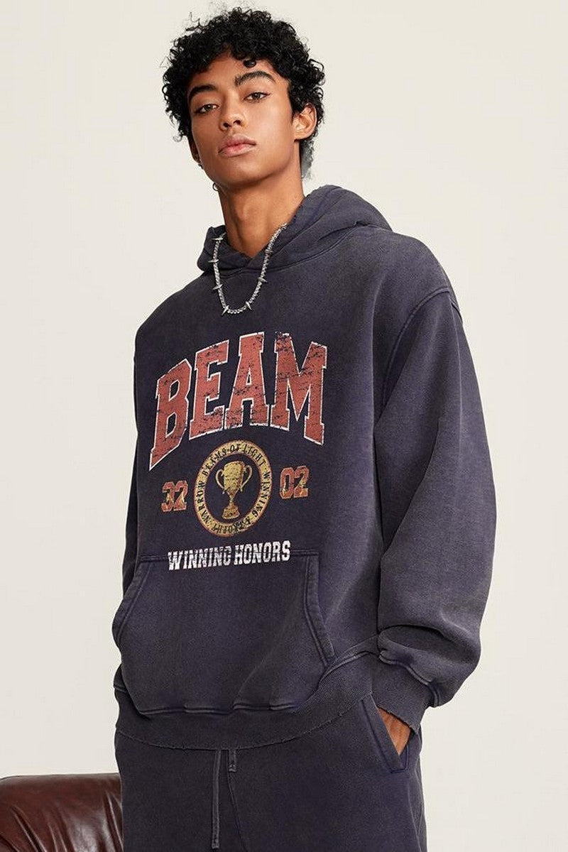 Screen Printed Washed Fleece Hoodie