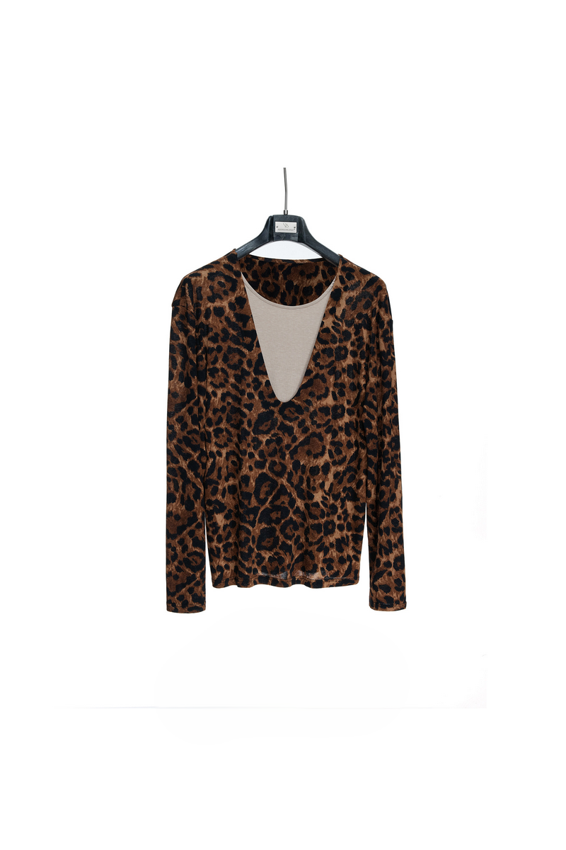 Leopard Layered V-Neck Top
