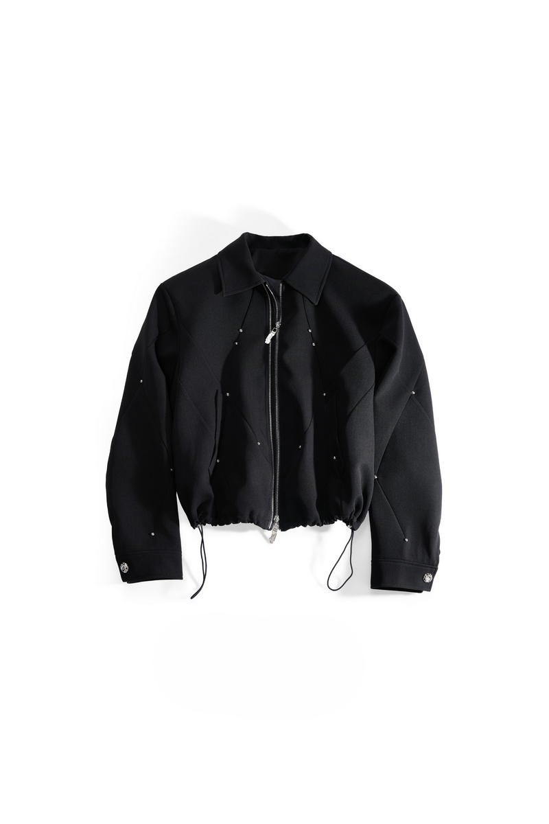 Studded Deconstructed Zip Jacket