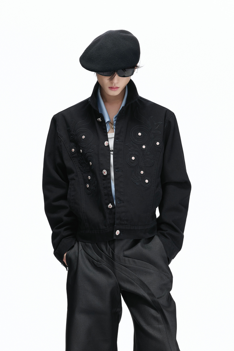Floral Embroidered Denim Jacket