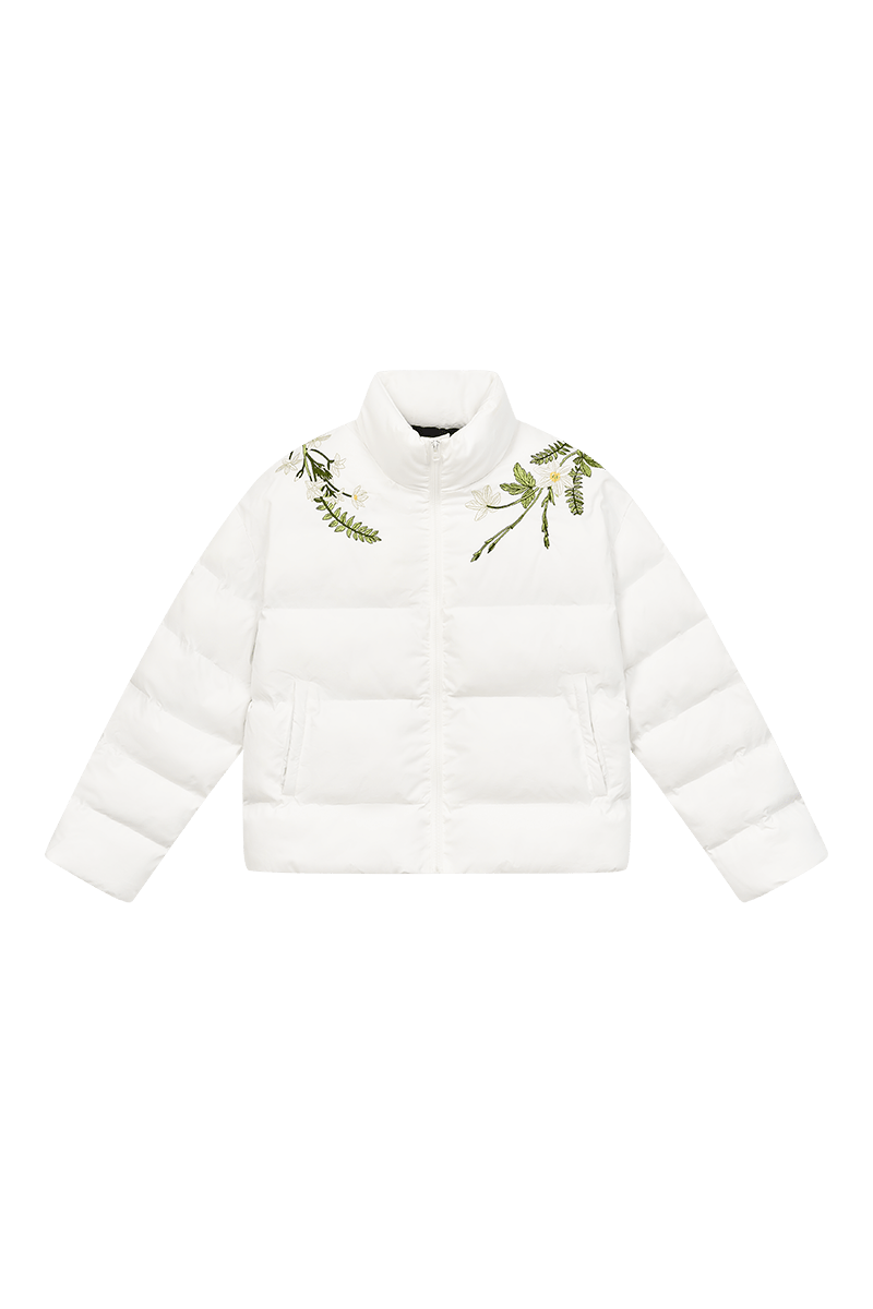 Floral Embroidered Loose Padded Jacket