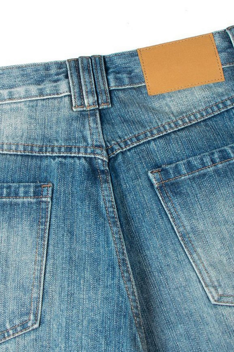 Vintage Washed Wide-Leg Blue Jeans