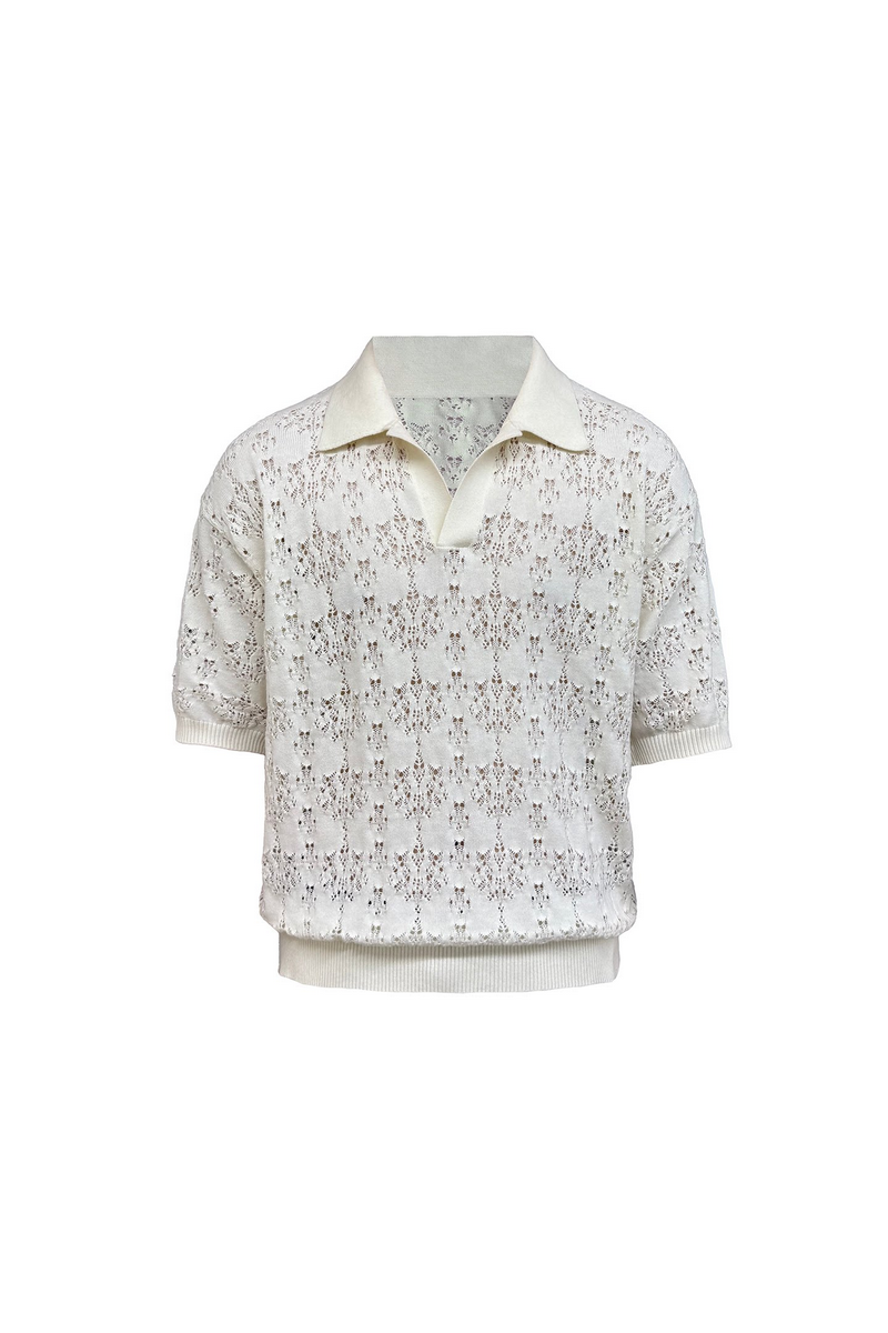 Openwork Leaf Pattern Shirt