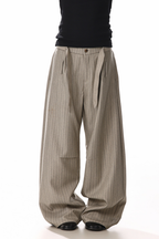 Striped Barrel Leg Trousers