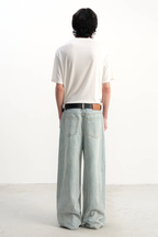 Slub Straight Leg Jeans