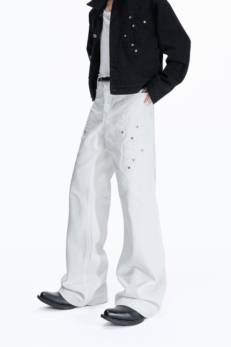 Floral Embroidered Flare Jeans