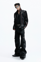 Cross Strap Leather Jacket