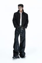 Studded Deconstructed Zip Jacket