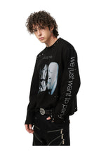 Y2K Portrait Graphic Longsleeve — Black, model and product detail view