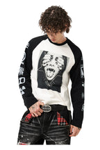 Portrait Graphic Raglan Longsleeve — Black and White, model and product detail view
