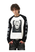 Portrait Graphic Raglan Longsleeve — Black and White, model and product detail view