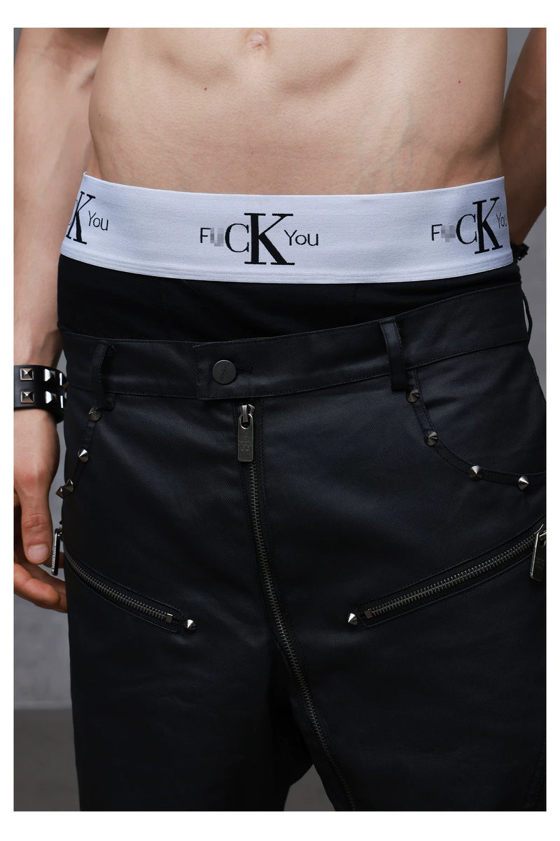 Men's Graphic Boxer Briefs — Black, model and product detail view