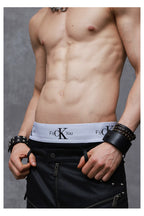 Men's Graphic Boxer Briefs — Black, model and product detail view