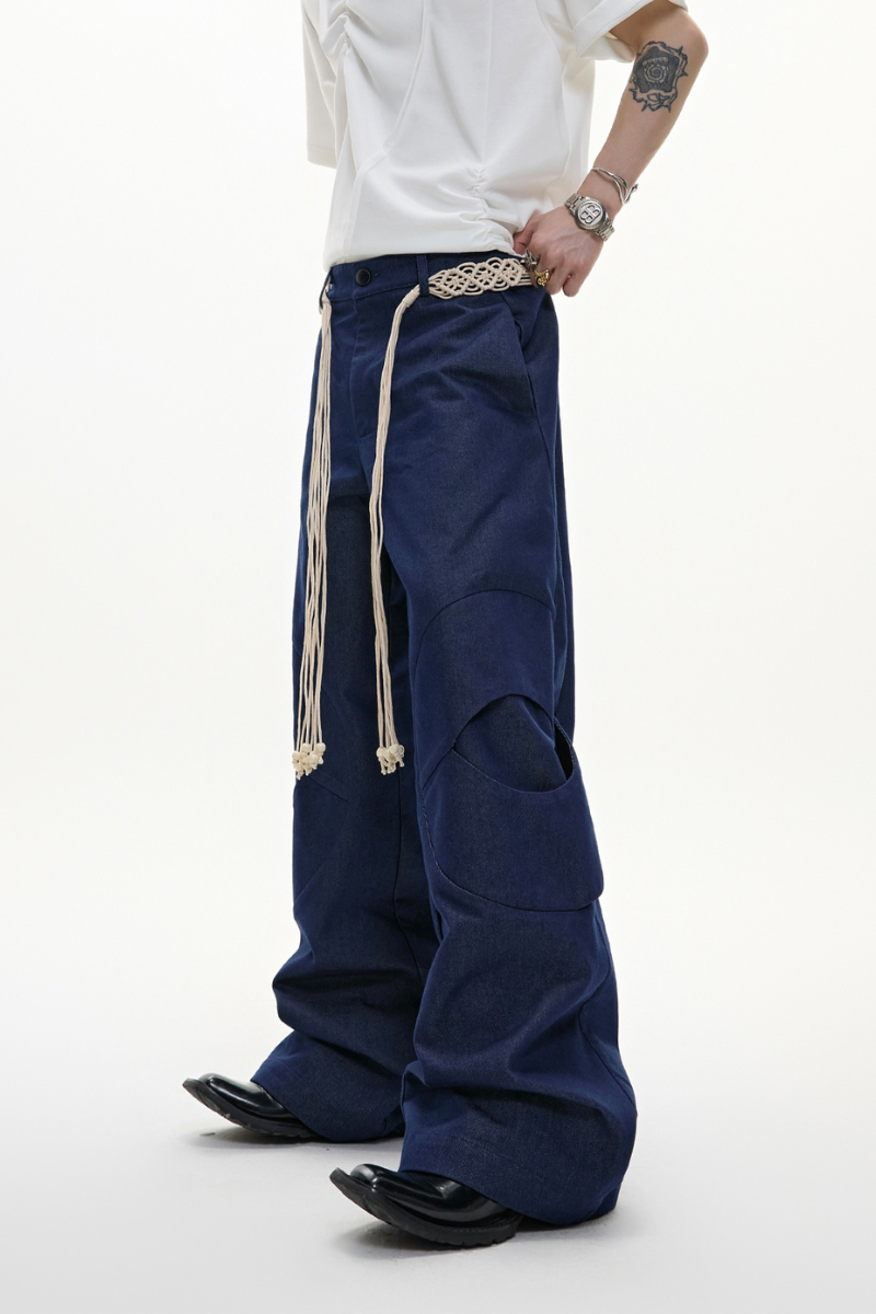 Belted Straight Cut Jeans