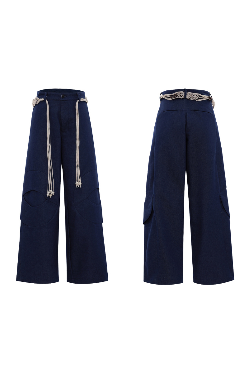 Belted Straight Cut Jeans