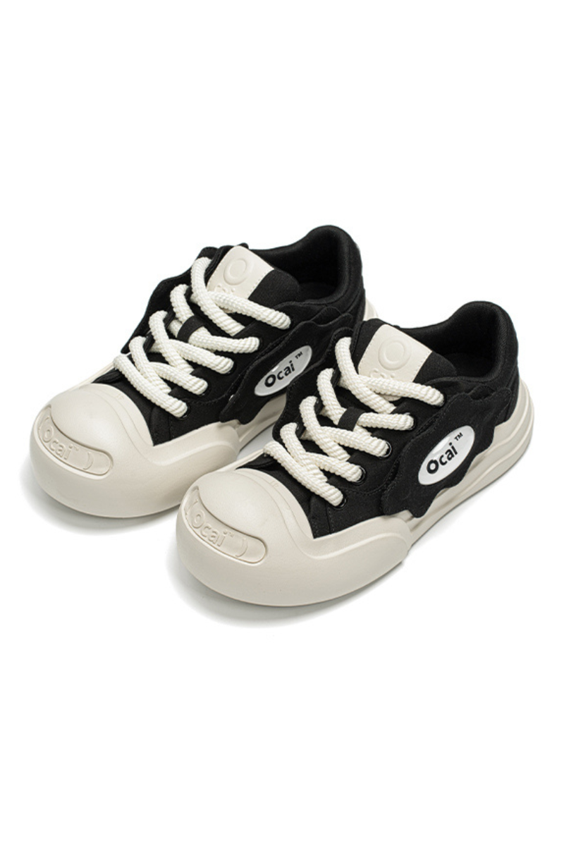Black Smile Canvas Sneakers