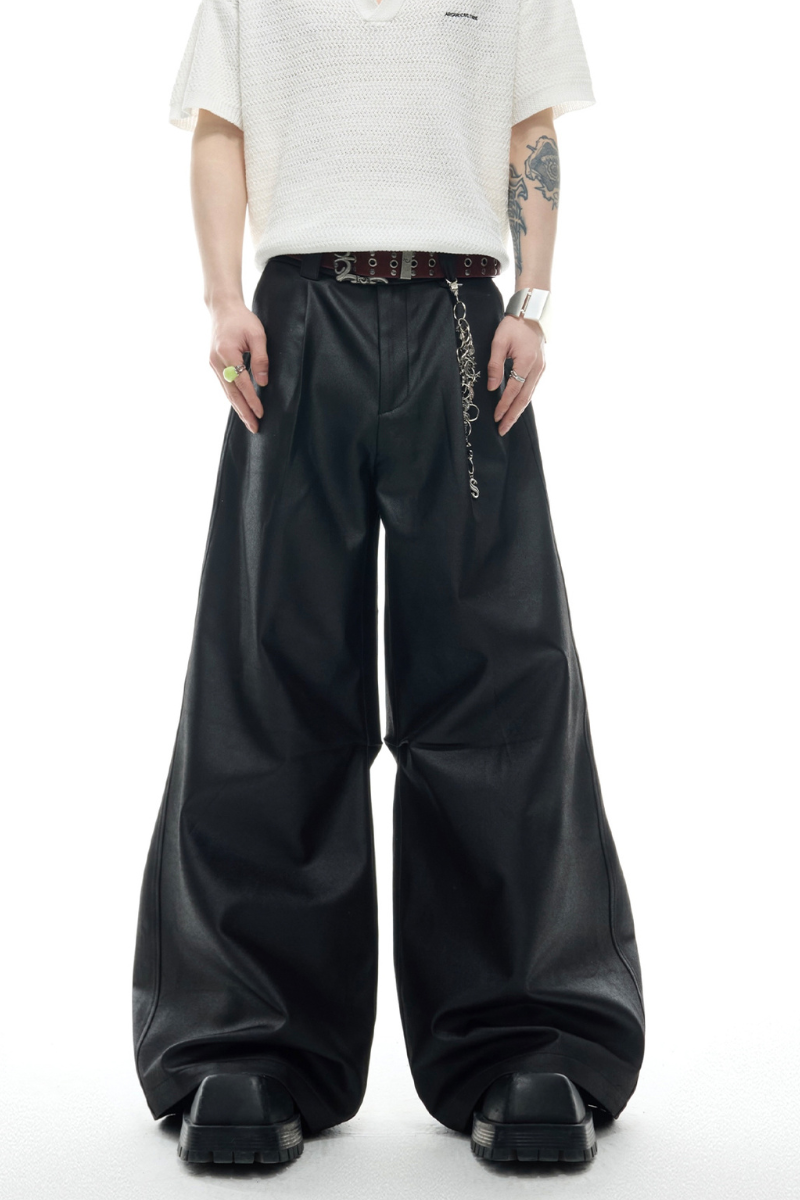Coated Wax Wide Leg Pants