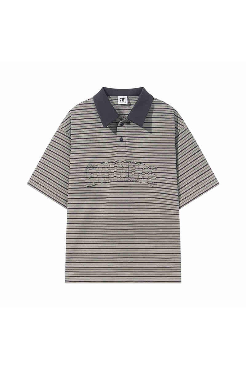 Striped Patchwork Polo Tee