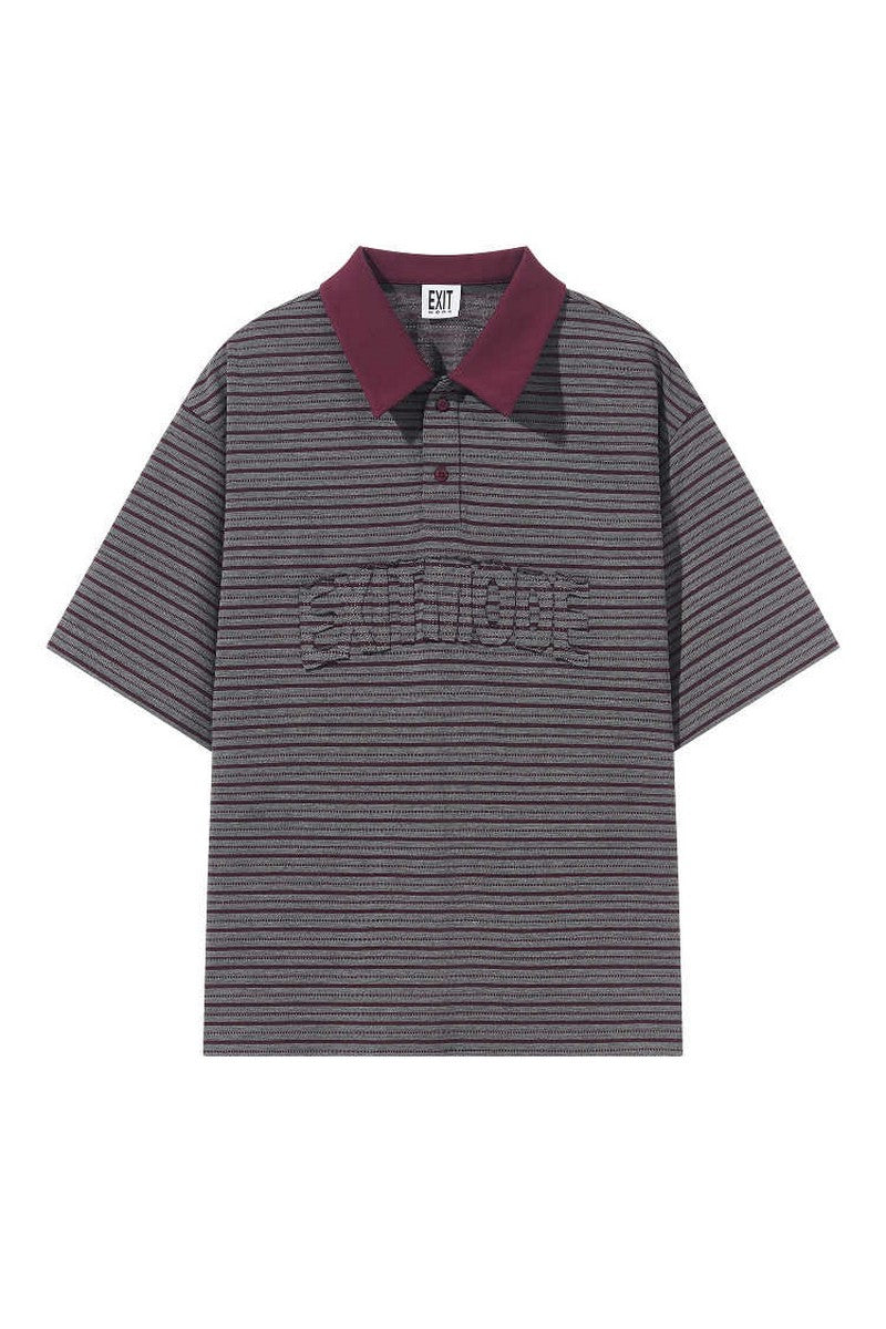 Striped Patchwork Polo Tee