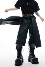 Double Layer Faux Leather Shorts