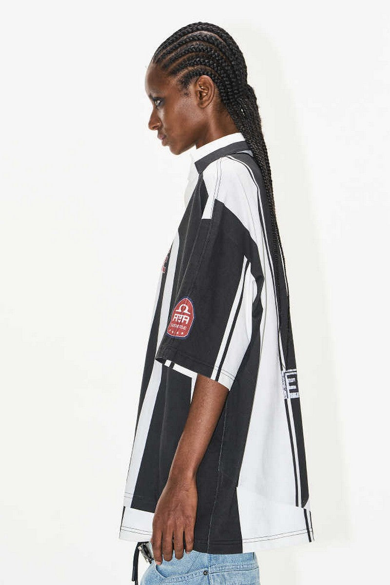 Striped Print Collar Jersey Tee