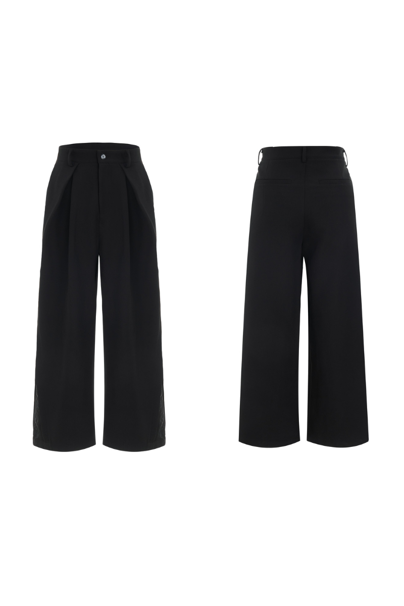 Embroidered Pleated Vintage Trousers