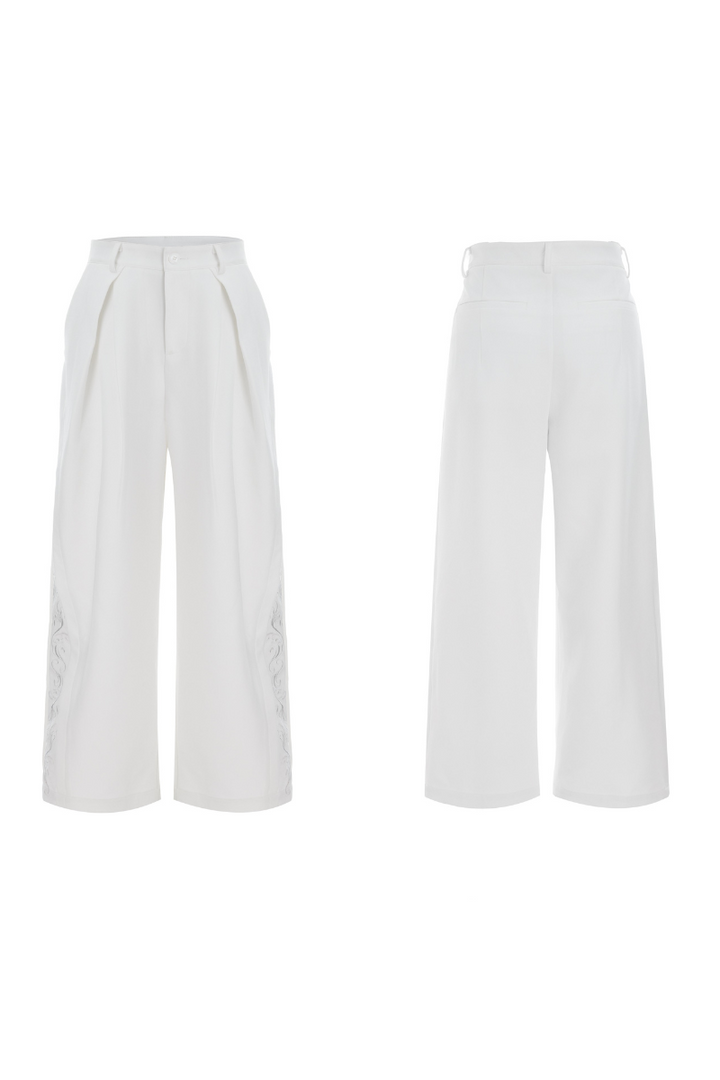 Embroidered Pleated Vintage Trousers