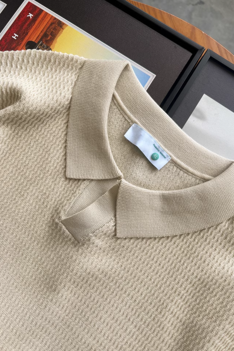 Textured Silk Knit Polo