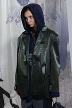 BNP Crocodile Pattern Leather Suit Jacket